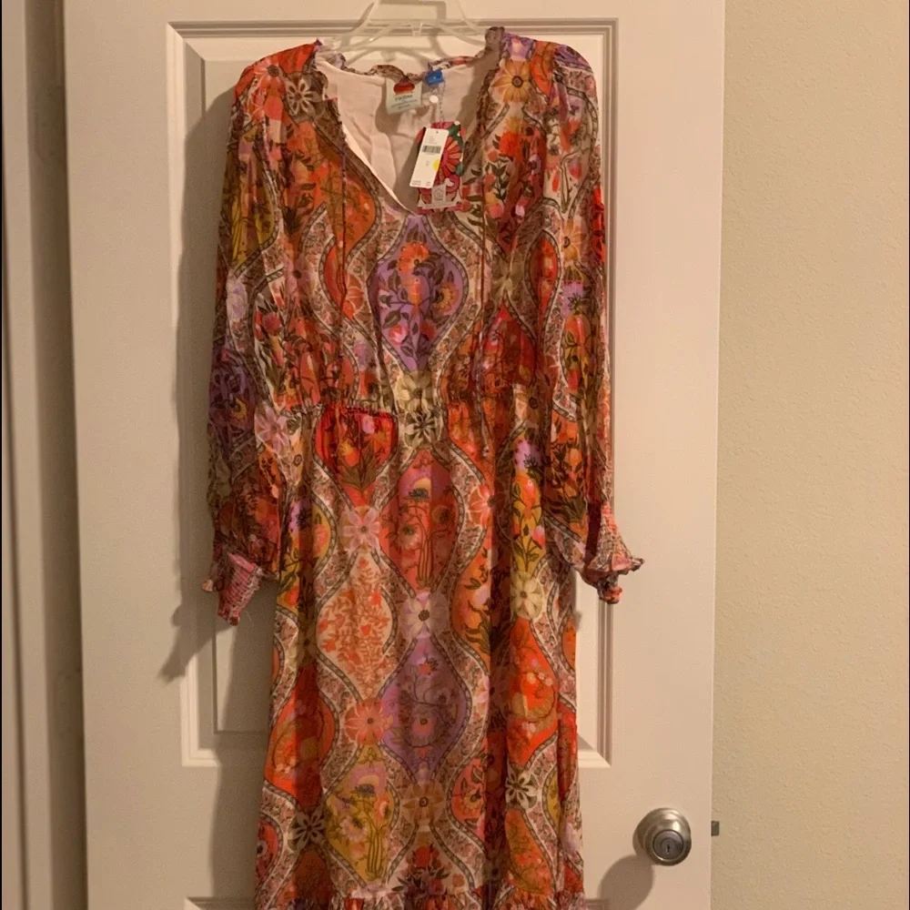 FARM RIO Mosaic Floral Long Sleeved Maxi Dress Size M NWT Gorgeous! - Picture 7 of 8